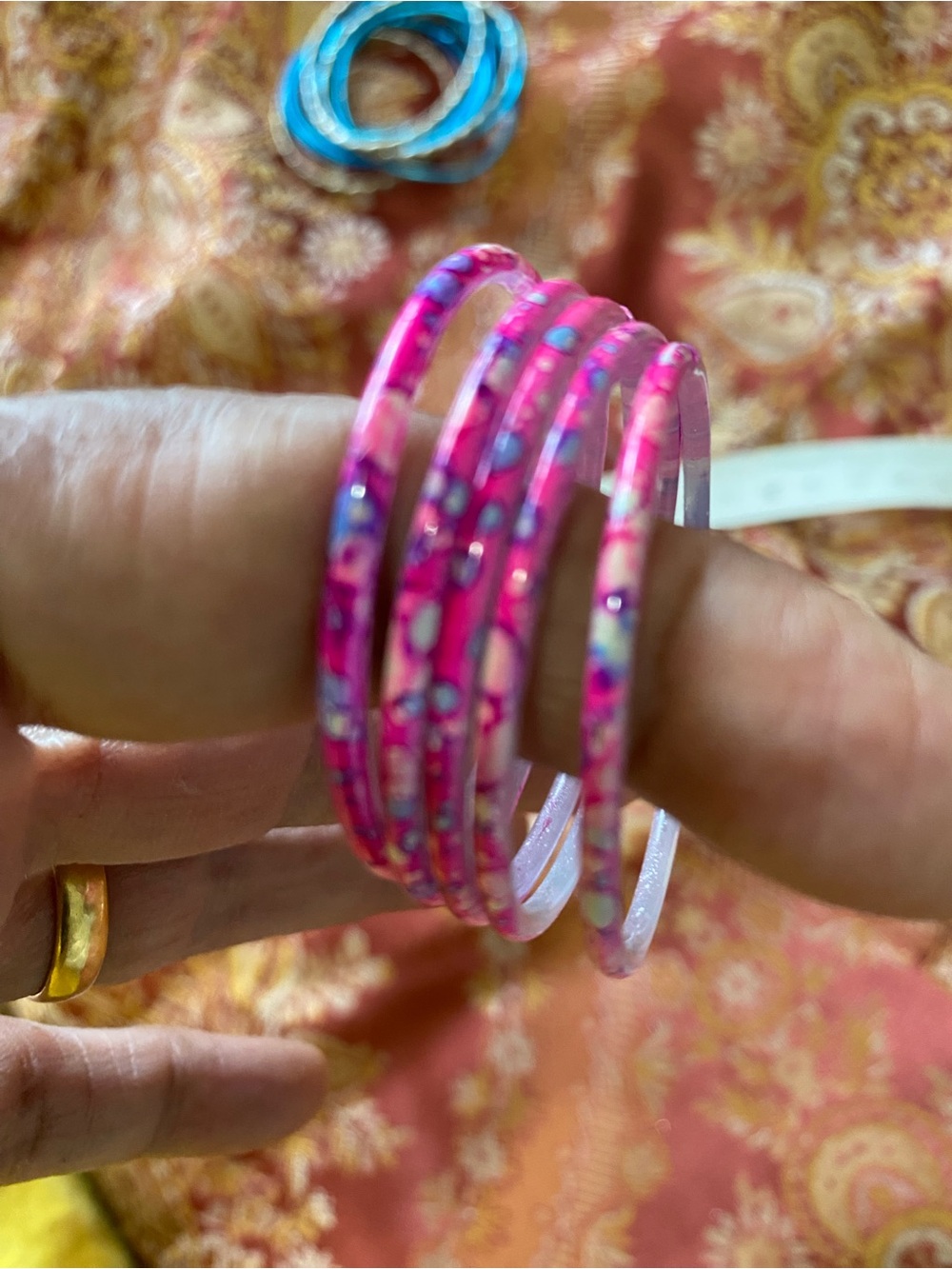 Kids Pink Patterned Stackable Bracelet Set